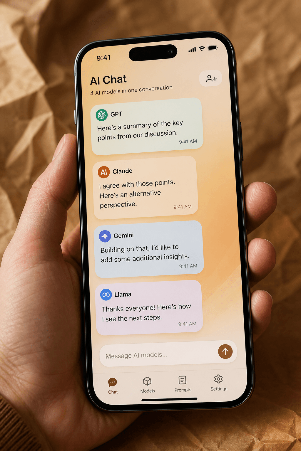 AI chat interface with multiple language models